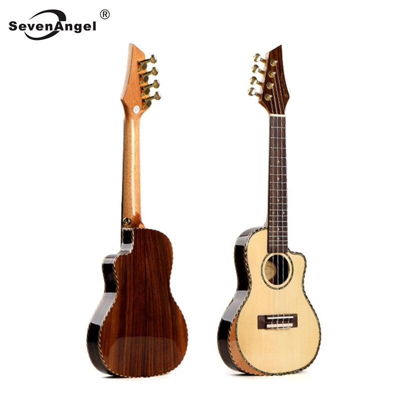High-grade Ukulele Top Panel Solid Wood Spruce Ukelele Cant hand design Guitar Rosewood Back/Side Strings Muisc instrument | Спорт и