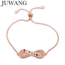 Модный женский очаровательный браслет с кубическим цирконием, бесконечные браслеты, регулируемые свадебные браслеты, розовое золото, для женщин, ювелирные изделия, pulseiras