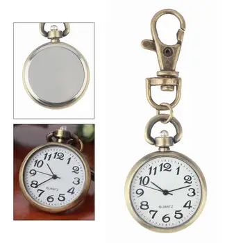 

Retro Bronze Quartz Movement Keychain Keyring Watch Watch Round Dial