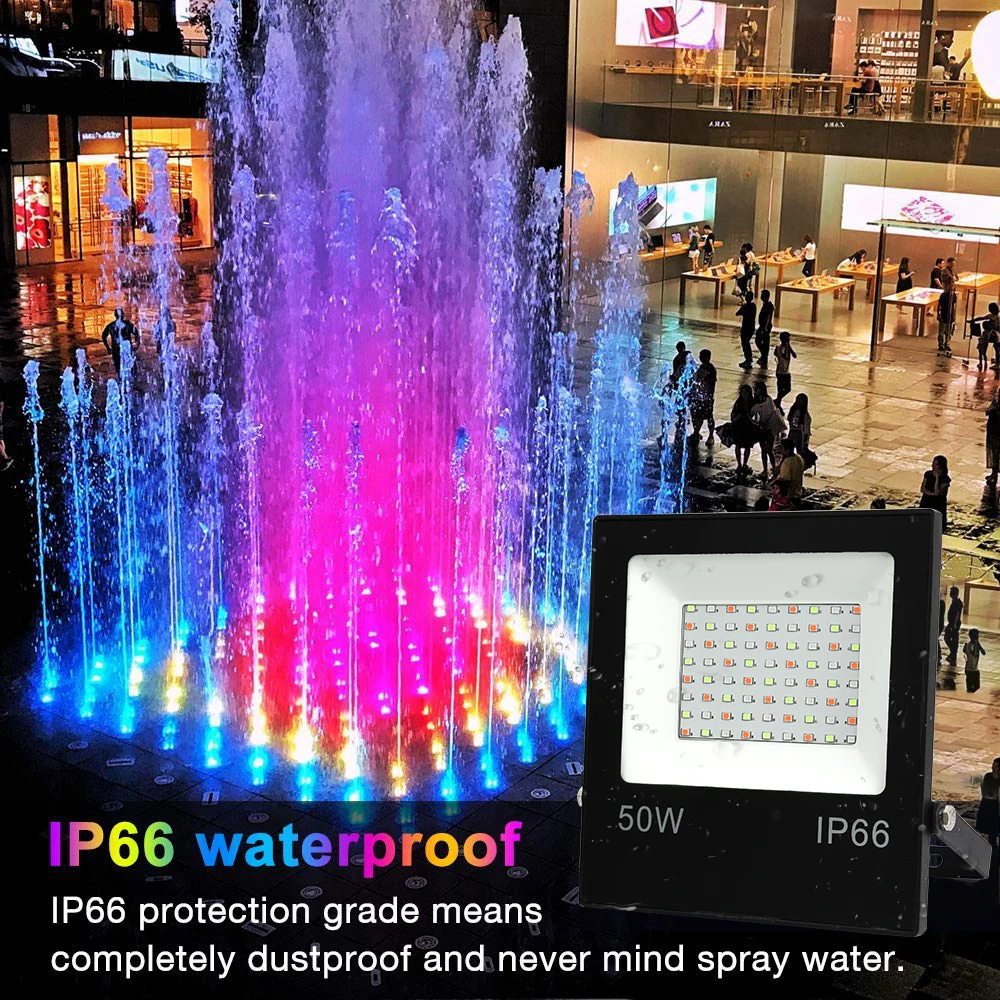 Горячая RGB IP66 50 Вт 30 Вт 10 Вт Светодиодный прожектор светильник SMD светодиодный прожектор лампа отражатель светодиодный пульт дистанционного управления уличный светильник ing