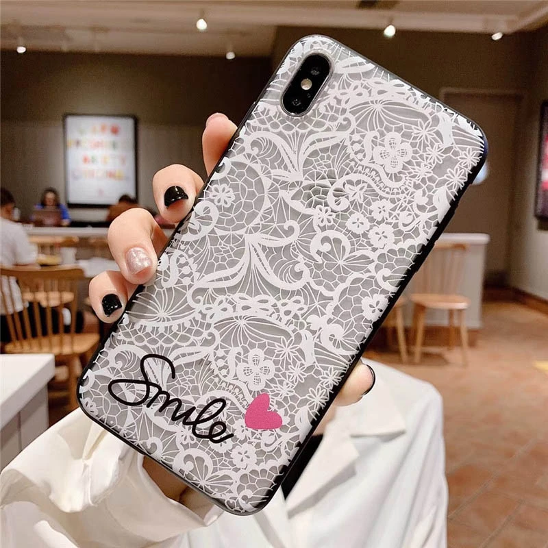 Lace Flower Makeup Mirror Phone Case For Samsung Galaxy S8 S9 S10 Lite S7 S6 Edge Plus C5 C7 C9 Note 8 9 With Lanyard Back Cover - Цвет: 2