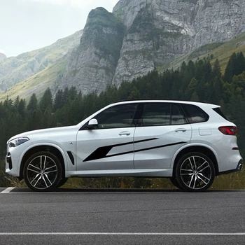 

2pcs Car Side Body Sticker Auto Long Stripe Vinyl Film Decals Car Racing Sports Styling Stickers Stylish Car Tuning Accessories