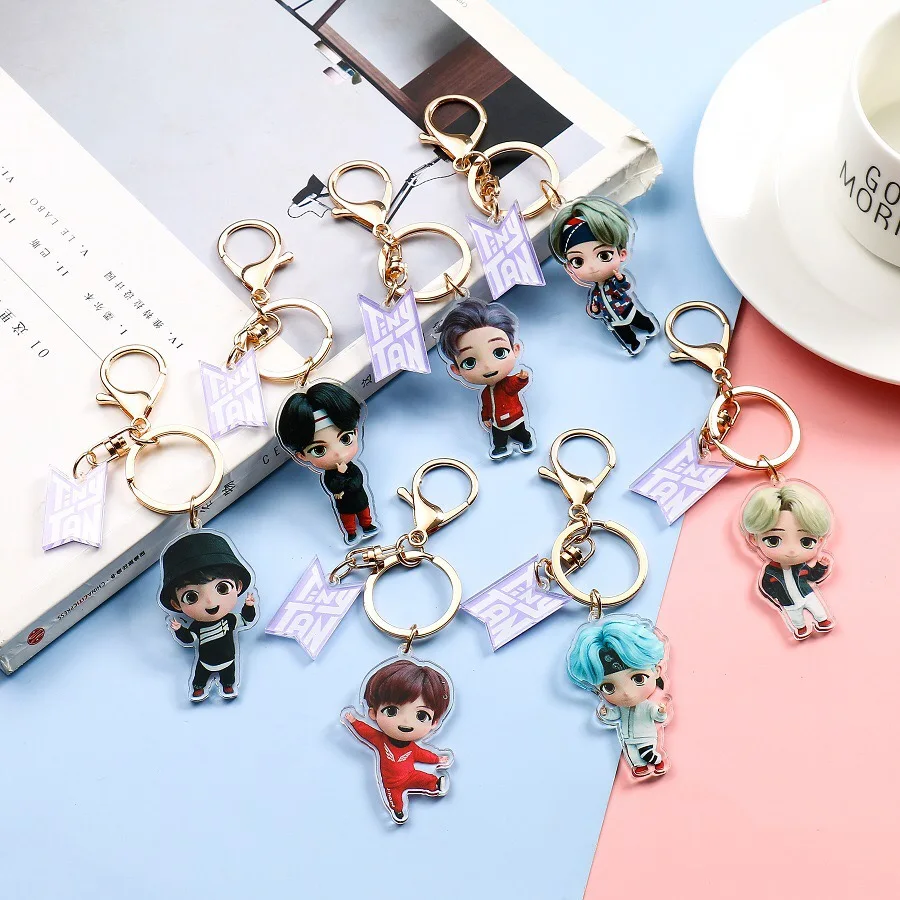 

HQBTS bulletproof youth group new TinyTAN cartoon acrylic keychain pendant with the same peripheral