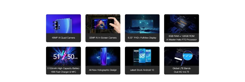 Global Version UMIDIGI F2 Android 10 4G Mobile Phone 48MP AI Quad Camera 6GB 128GB 6.53'' 5150mAh NFC Fingerprint Smartphone umidigi latest phone