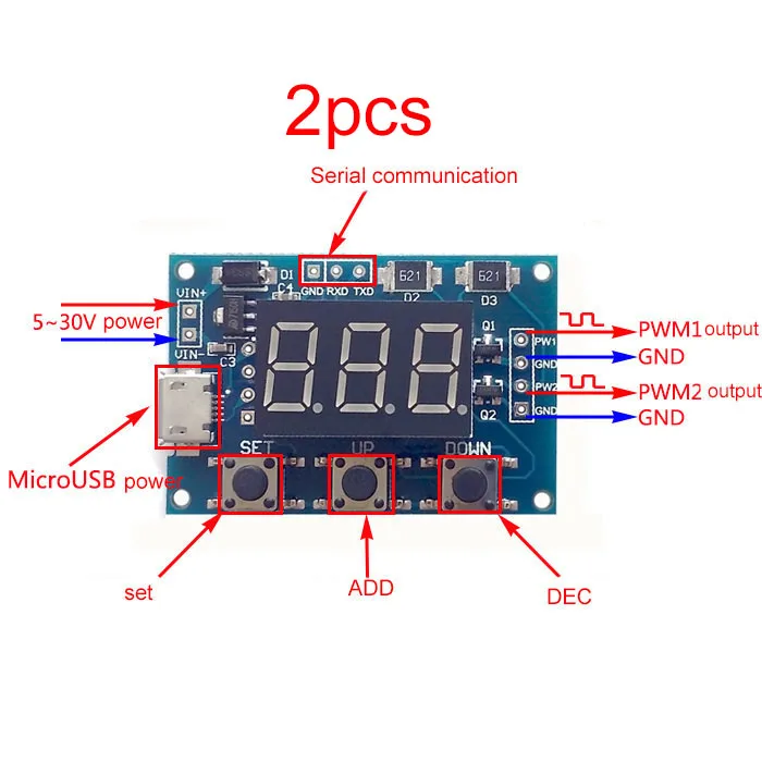 

2Pcs Two Way Square/Rectangular Wave Signal Generator PWM Pulse Frequency Duty Cycle Adjustable Module for Stepper Motor Drive