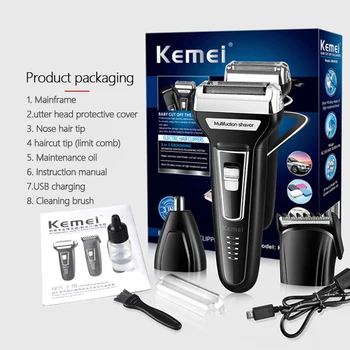 

3 In 1 Men's Rechargeable Electric Shaver 3D Triple Heads Razors Hair Clipper Nose Beard Hair Trimmer Men Facial Cleaning Brush