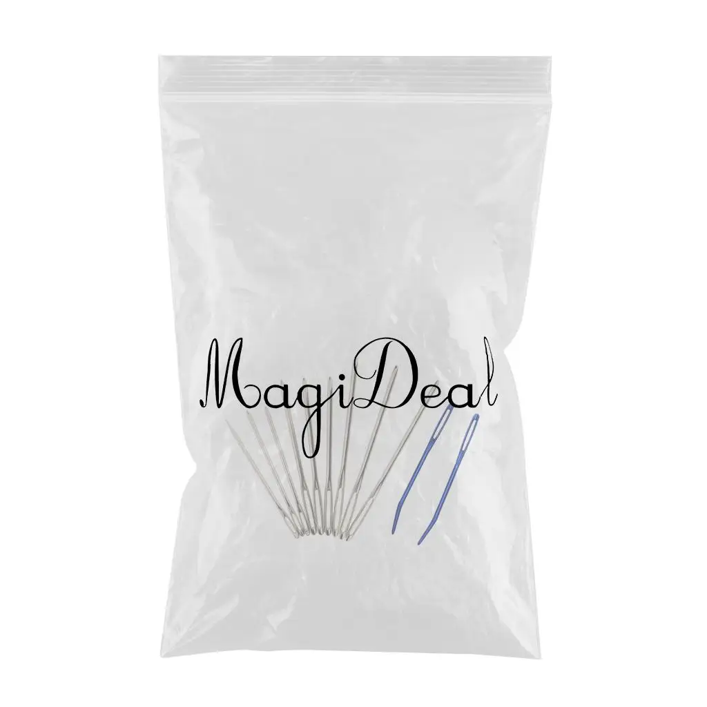 9 Pieces Large Eye Blunt Needles with 2 Pieces Bent Tip Needles for Tapestry Darning