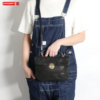 

New Retro Leather Lock Small Shoulder Crossbody Bag Women Handbag Diagonal Messenger Soft Leather Bag Wash Water Female Bags