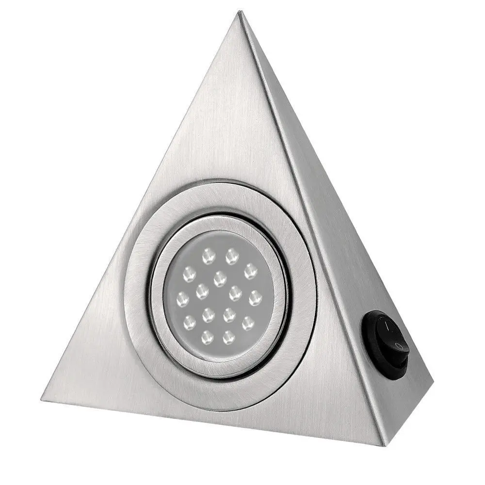 cheap 3X LED Triangle Light SET Kitchen Under Cabinet Cupboard Light Brushed Stainless