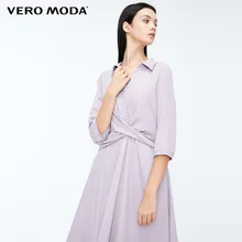 Vero Moda Новое поступление Ins стильное платье на шнуровке с отложным воротником 3/4 рукавами | 3183SZ507