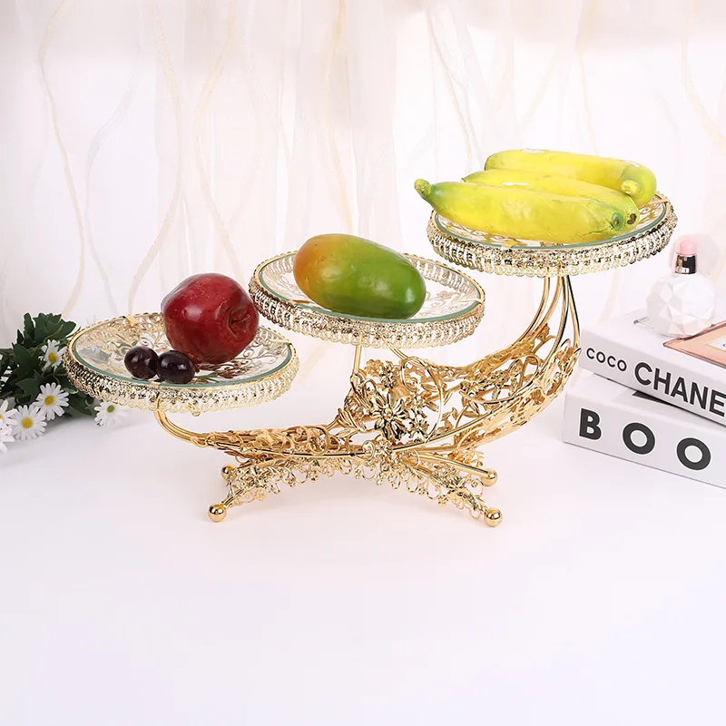 

ladder-shaped multi-layer luxury metal glass cake plate dessert tray snacks stand party restaurant wedding decoration plates