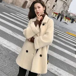KMETRAM, модное шерстяное пальто, женская куртка, зимняя куртка, женская одежда, 2019, искусственная норка, флисовая верхняя одежда, корейские