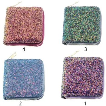 

Small Glitter Wallet for Women Girls Mini Coin Purse Pouch Case with Key Ring