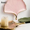 Creative Ginkgo Leaf Decorative Trays Nordic Modern Jewelry Perfume Cosmetic Ceramic Storage Tray Afternoon Tea Dessert Plates 2