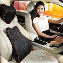 Автомобильная подушка для шеи с объемным эффектом Памяти, хлопок, пена, подголовник для шеи, теплое зимнее автомобильное сиденье, поясничная поддержка, подушка для спины, поясница, подголовник