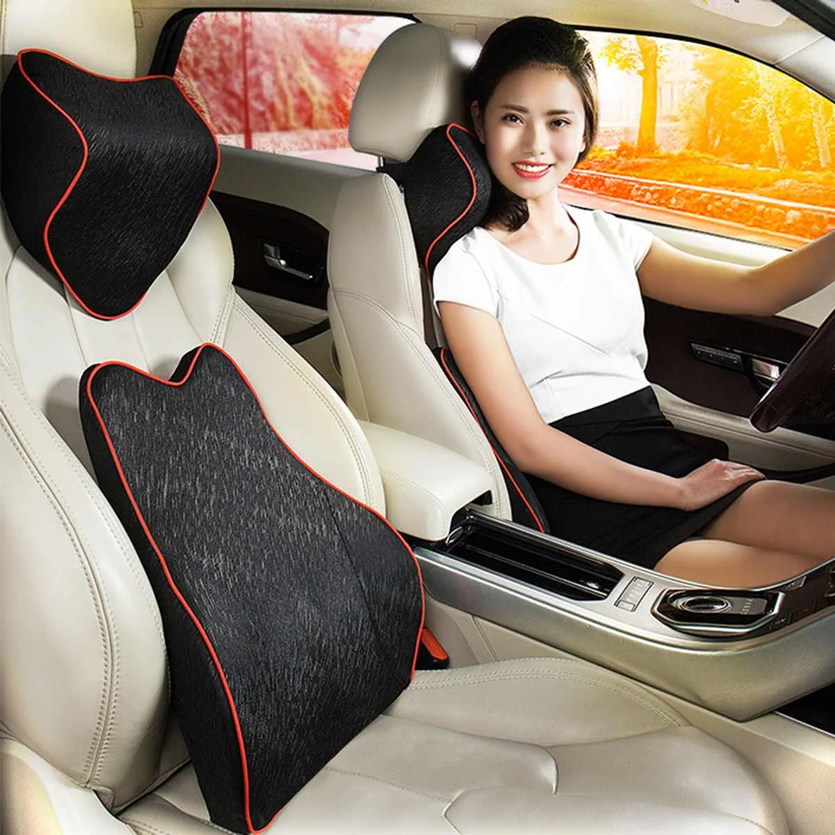 

Car Neck Pillow 3D Memory Cotton Foam Headrest Neck Warm Winter Car Seat Lumbar Support Back Cushion Waist Rest Head Restraint