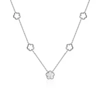 Poxam luxo elegante branco concha flor corrente colar para as mulheres moda pingente de aço inoxidável colares 2021 jóias presentes