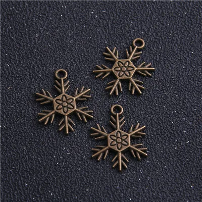 Antique Bronze 14 шт. 18*24 мм очаровательные снежинки на Рождество винтажный металлический цинковый сплав модные ювелирные изделия Рождественское украшение подвеска - Окраска металла: Antique Bronze