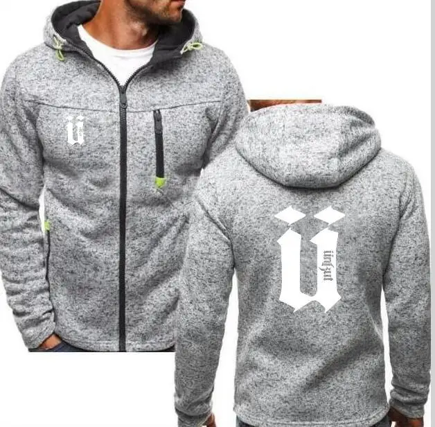 Модная верхняя часть U толстовки бренда Unkut куртка мужская осенняя и зимняя теплая куртка на молнии мужская мотоциклетная одежда толстовка - Цвет: Темно-серый