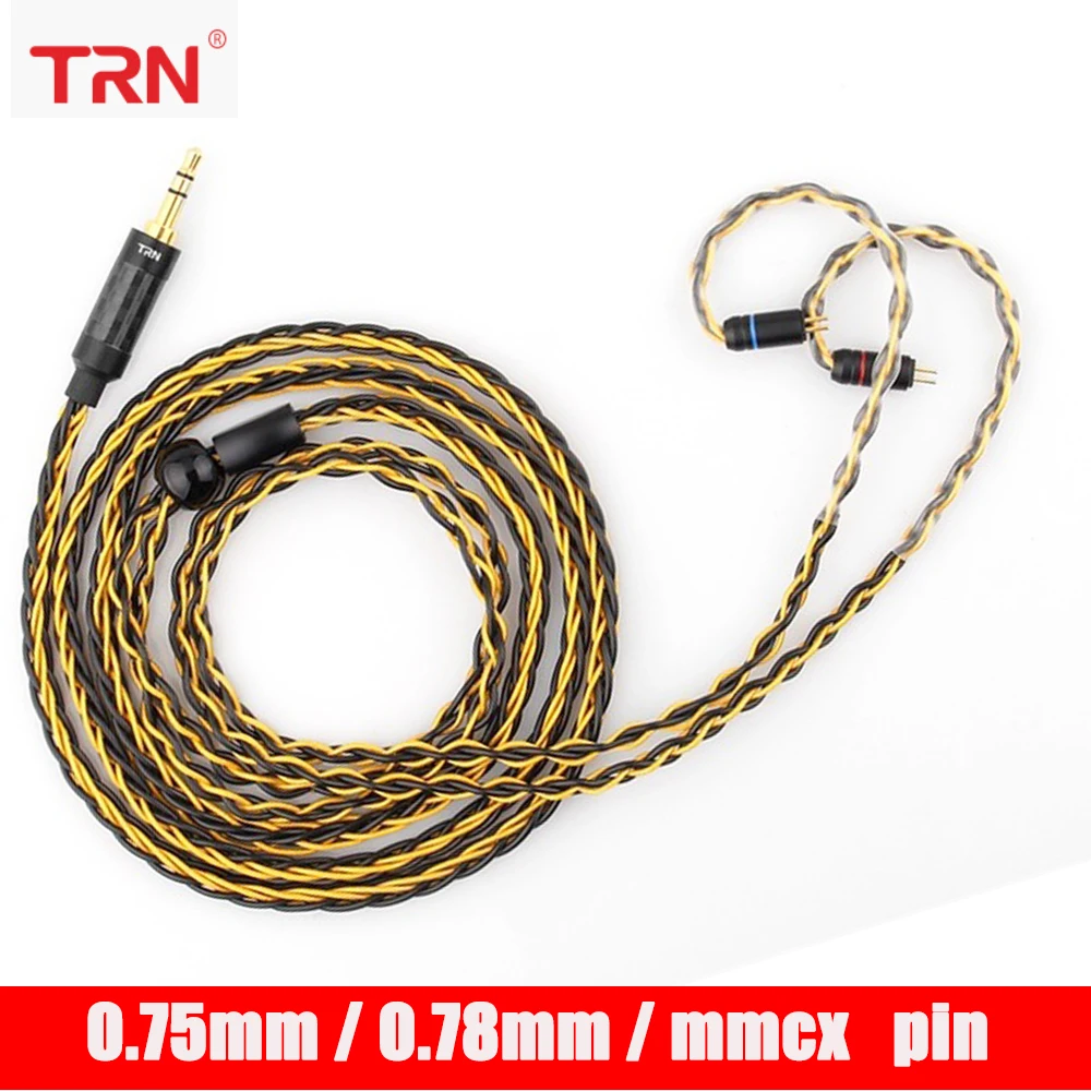 TRN Earphones Gold Silver Mixed plated Upgrade cable 8 Core Headphone wire for V90 V80 V60 V30 V20 V10 X6 C10 ZST T2 S2 BQ3 NO.3 |