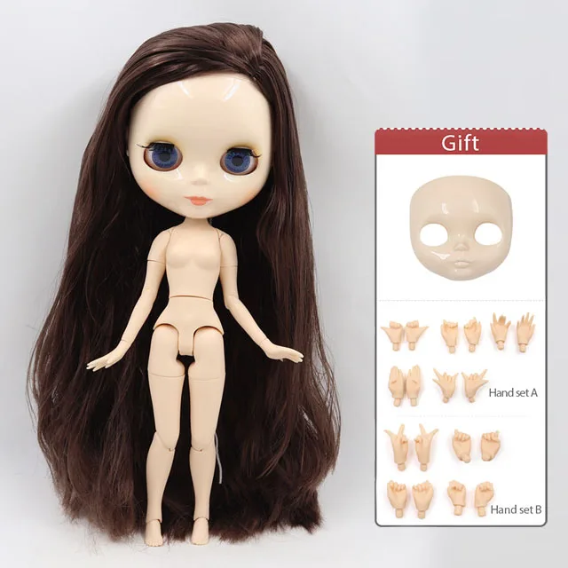 Ледяная фабрика Blyth кукла 1/6 BJD индивидуальные обнаженные тела с белой кожей, глянцевое лицо, подарок для девочки, игрушка - Цвет: BL0222 c