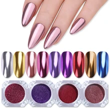 Супер Блестки для ногтей зеркальный лазерный порошок розовое золото серебряный металлический пигмент маникюр Дизайн ногтей хромированная пыль украшение