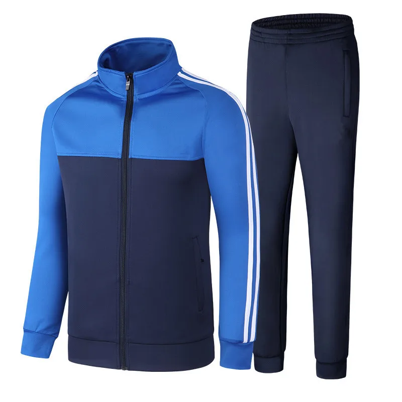 Спортивные костюмы, Мужская толстовка из полиэстера, новые мужские спортивные костюмы, весенне-осенняя куртка+ брюки, повседневные мужские спортивные костюмы, Размер M-5XL - Цвет: Синий