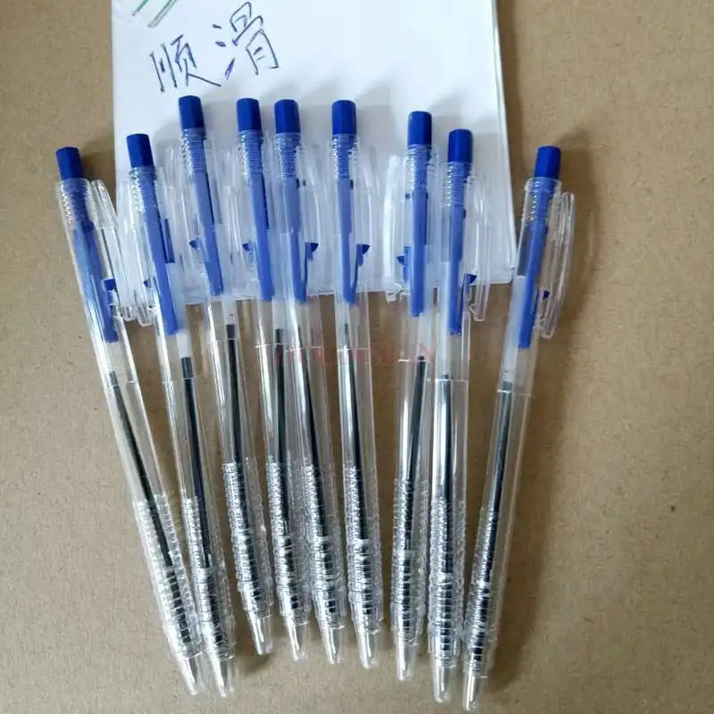 24pcs Press ballpoint pen ballpoint pen office meeting ballpoint pen transparent simple ballpoint pen oil pen