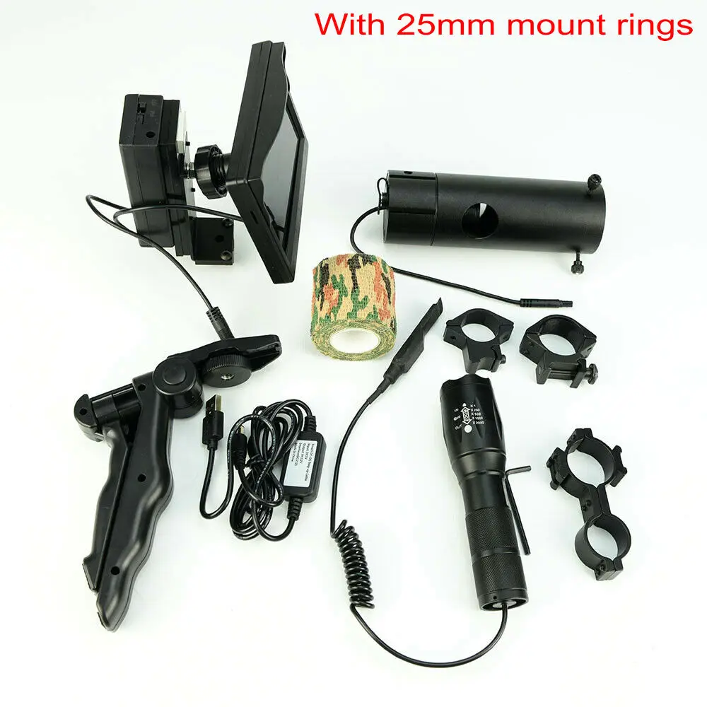 25mm-rings-200Mrange DIY дневной Ночной прицел w/" ЖК-дисплей монитор IR фонарь для тактического монокулярного охотничьего прицела NV Монокуляр ручной - Цвет: 25mm-rings-200Mrange