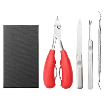 

4pcs/set Toenail Clipper Pick For Thick Or Ingrown Toe Nail Trimmer Clamp Edge Cutter Manicure Scissor Plier Tool