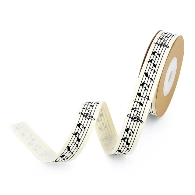 10Meter1.5cm Printed Musical Note Cotton Elastic Band Trim For Packing Box Gift Craft Bow-Kont Christmas Festival Decor