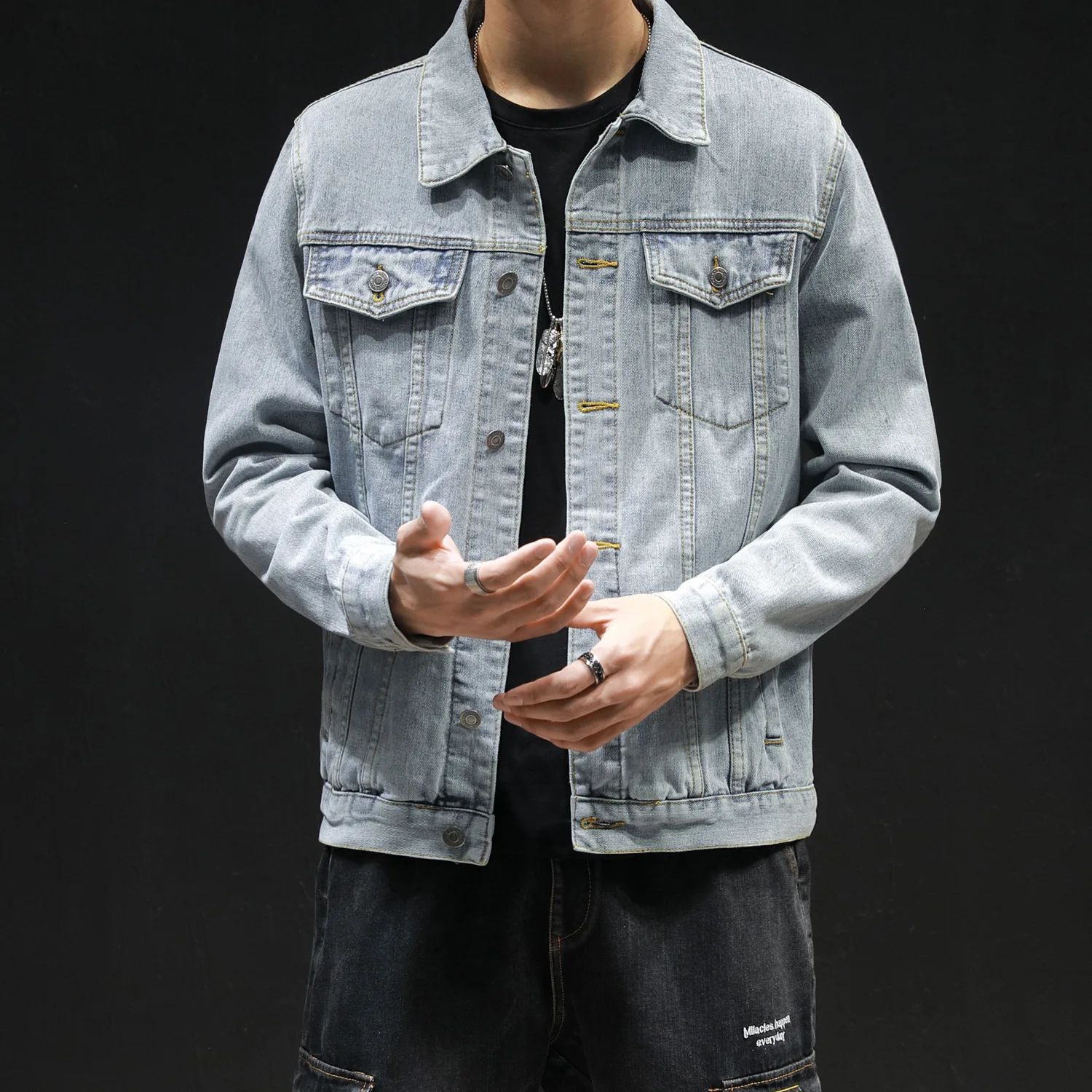 

Men jackets Autumn Winter Large size Slim-type Denim Coat 2019 New man Tops Cardigan Long-sleeved Retro Casual Denim jackets