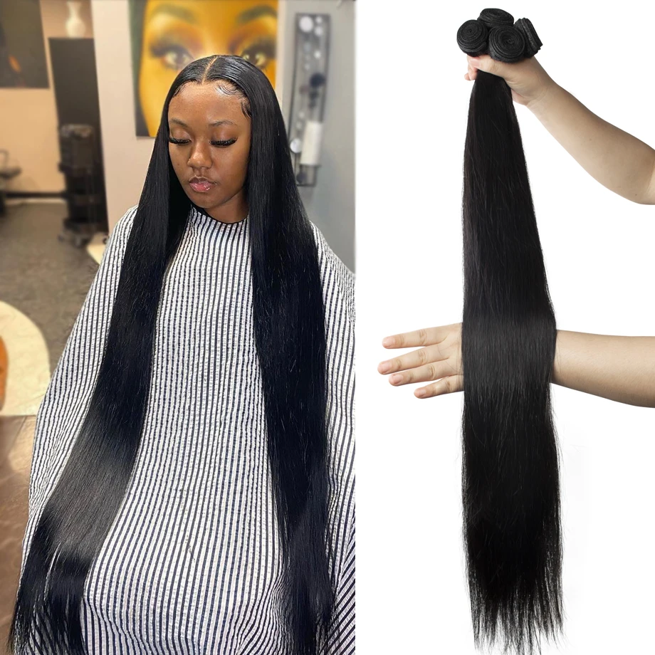 Recto mechones 30 pulgadas extensiones de cabello humano mechones de cabello brasileño extensiones de cabello humano de la armadura del hueso recto Natural de la Virgen del pelo humano