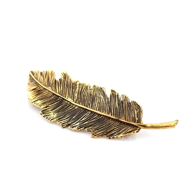 feather bronze 1 шт. модная металлическая форма листа заколки для волос заколки с кристаллами и жемчугом заколка для волос с цветными перьями Когти для волос инструмент для укладки волос - Цвет: feather bronze