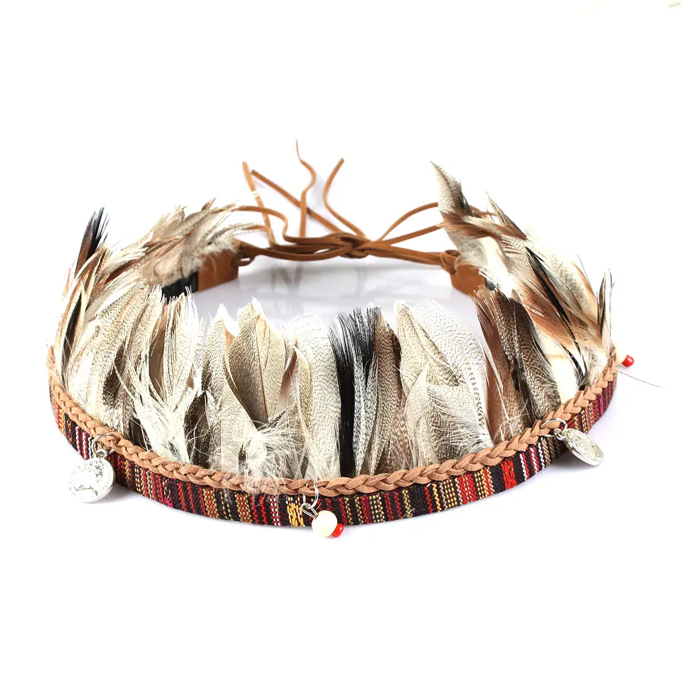 Cowboy Western Beaded Hatband Handmade Feather Men Women Beadwork Ethnic Flair