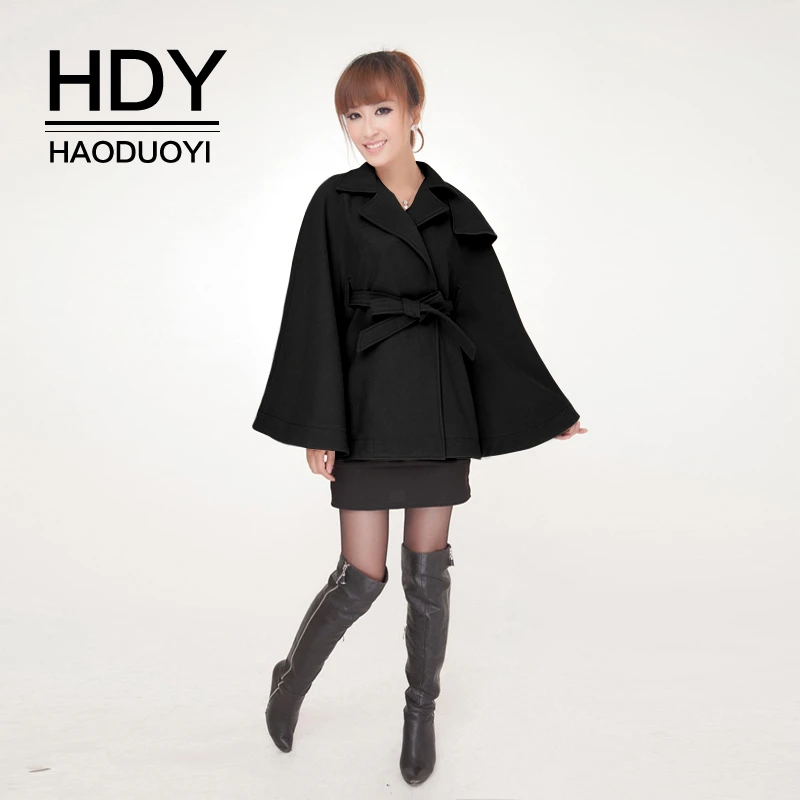 

HDY Haoduoyi Fashion New Arrivals Ladies Casual Solid Cute Personality Cloak Bat Sleeved Tie Waist Women's Funny Windbreaker