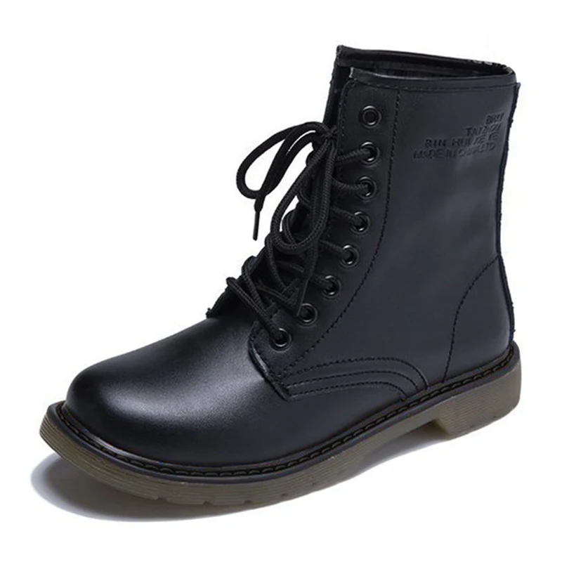 2020 New Women Boots Autumn Women Shoes Ankle Boots Ankle Boots Female Women Shoes Rubber Lace-up Short Plush Ladies Round Toe