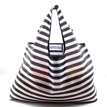 

2019 New Eco Environmental Shopping Travel Bag Reusable Tote Pouch Recycle Storage Handbags Women Striped Floral Grocery Bag