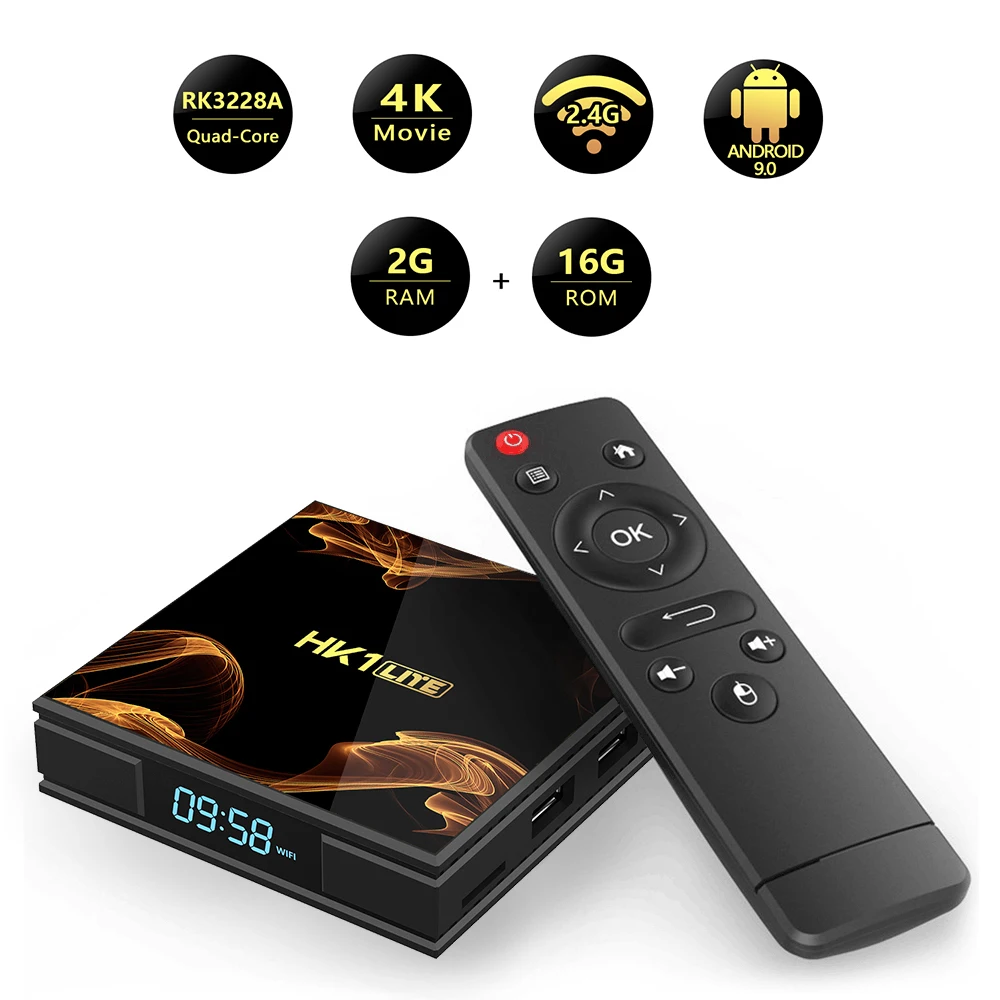HK1Lite Android 9 0 ТВ-приставка 2 ГБ DDR3 16 Гб Смарт 4G WiFi 4K H.265 100 м медиаплеер RK3228A IP ТВ