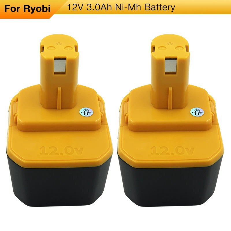 2pcs/lot 12V 3000mAh Nimh Replacement Battery for Ryobi B-1230H B-1222H  R10510 RY1201 TDS4000 TF1100 TFD220 Cordless Drills
