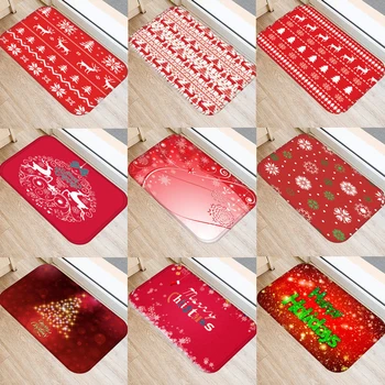 

Christmas Santa Claus Kitchen Entrance Door Mat Coral Velvet Carpet Rubber Colorful Indoor Floor Mats Non-Anti-Slip Rug 48236