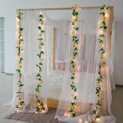 Rose Flower Decorative Garland Battery Copper wire LED Fairy String Lights for Christmas Wedding Decoration Party event