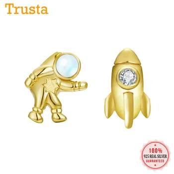 

Trusta Spaceman Rocket Earrings 100% 925 Sterling Silver Stud Earrings Birthday Gift For Girls Kids Lady YQ013