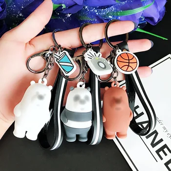 

Cartoon Bears Key Pendant Ring Anime Pvc Dolls Cartoon Animals Keychain Bare Polar Brown Bear Ice Bear Silicone Toys Kids Gift