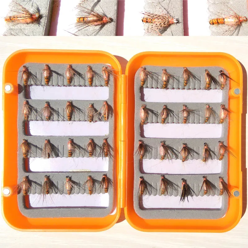 40 шт. приманка+ 1 шт. fly коробка для рыболовных приманок новая Fly fising приманка муха рыболовные снасти супер хорошее качество