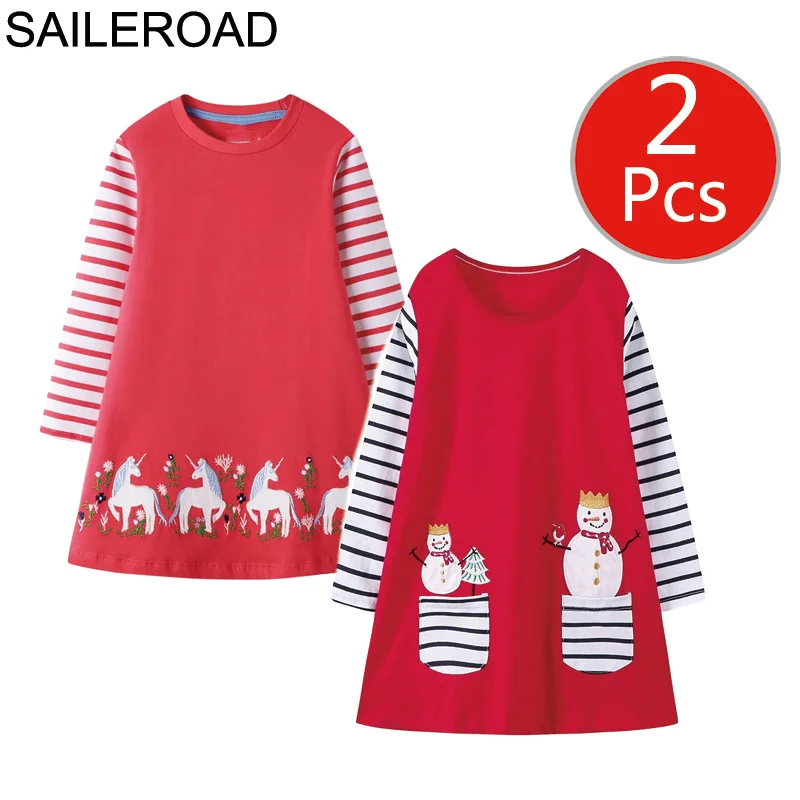 SAILEROAD 2 шт. Радужное Платье Малыша Платья Осень Зима Хлопок Костюм Новорожденных Девочек Одежда Детей Платье Принцессы Свадебные Платья