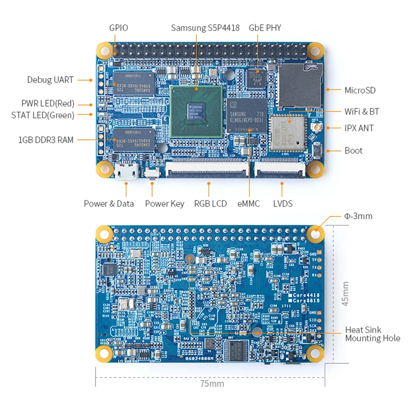 RealQvol FriendlyELEC Core4418 S5P4418  ھ A9  , ͸ ý, ޴ ġ, κ, IoT