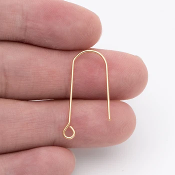 

20pcs Gold plated Brass Ear Hooks 26x12mm, Simple Earwires Earring Components (GB-686)