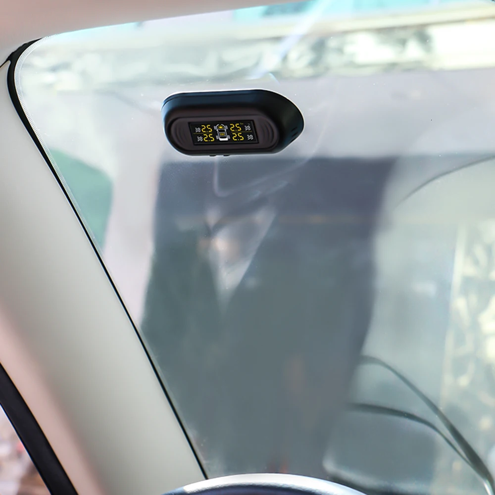 Автомобильный Солнечный монитор давления в шинах Система TPMS Солнечная зарядка через usb ЖК-дисплей Цифровой температурный монитор с 4 датчиками