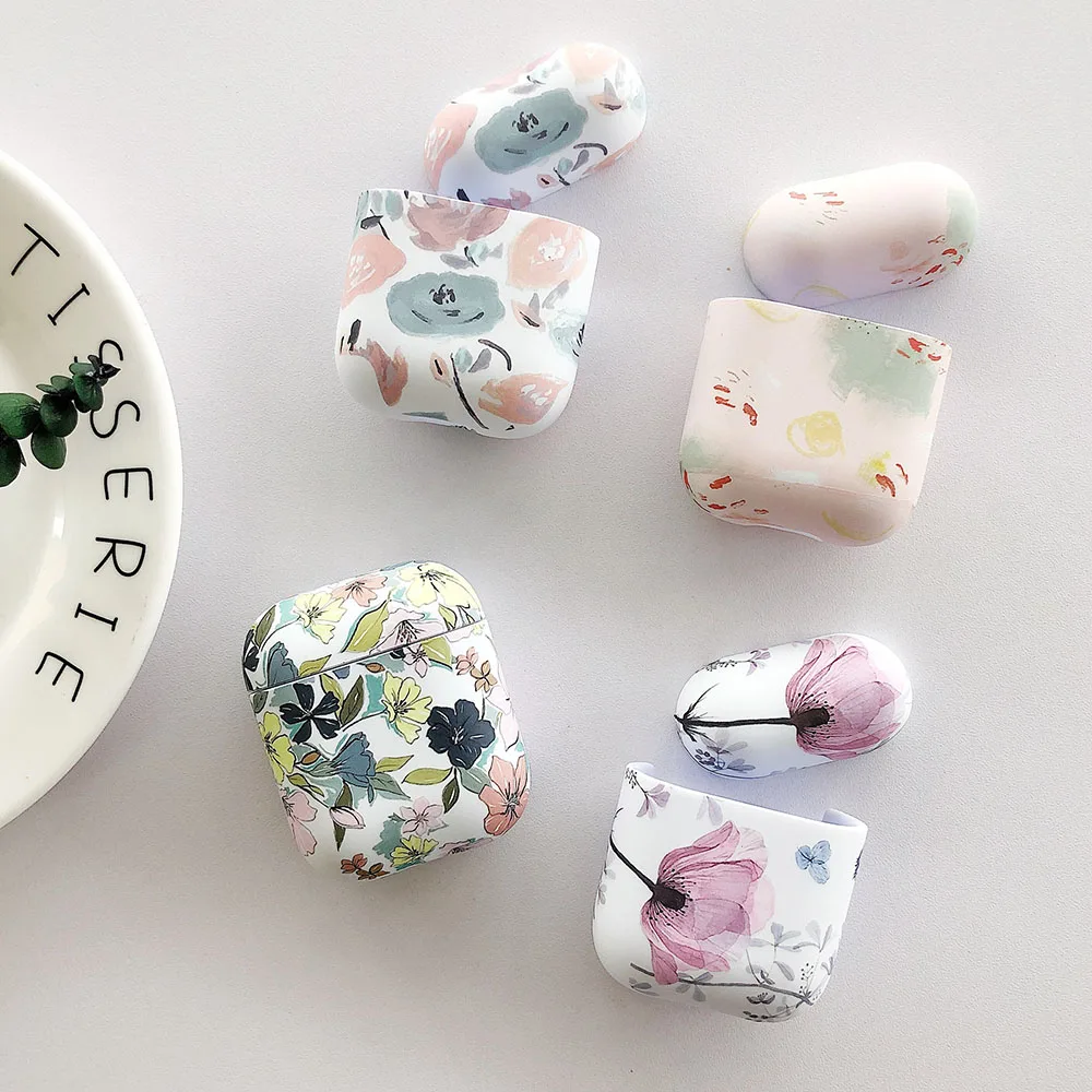 INS Art чехол для наушников с цветочным принтом для Apple Airpods 2 1 чехол для наушников s силиконовый защитный чехол для гарнитуры Air Pods Coque